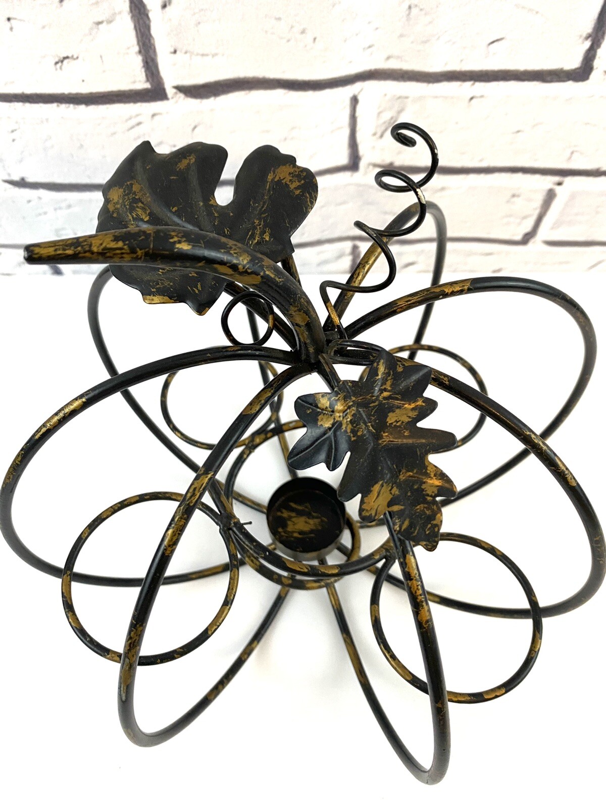 Black Metal Pumpkin Candle Holder Fall Decor Halloween eBay