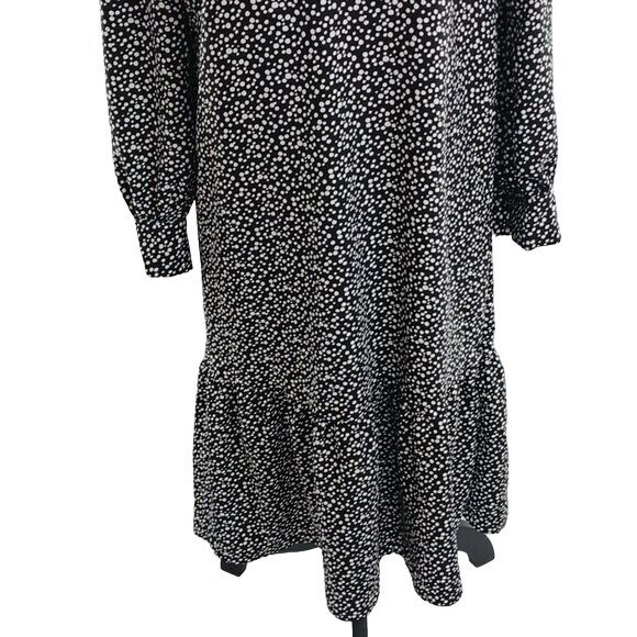 Ann Taylor Dress Womens XS Petite Black White Polka Dot Midi Ruffle Long  Sleeve | eBay