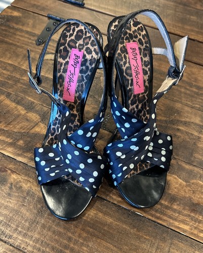 BETSEY JOHNSON black white polka dot dressy heels sandals shoes Size 6 - 第 1/6 張圖片