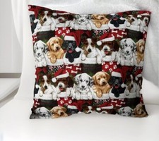 Christmas Dog Throw Pillow Cover Sham 16x16 envelope Enclosure Puppies Dogs