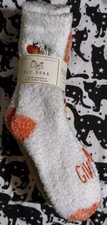 Rae Dunn Autumn Socks 4 Pack Orange White Cushion Cozy Crew Socks Size 5-10