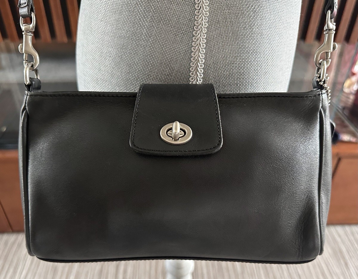 Vintage COACH Legacy Black Leather Turn Lock Shoulder Crossbody 
