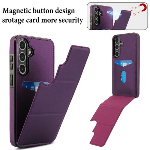 For Samsung S25 Ultra S24 FE S23 S22 S21 Leather Card Slot Silicone Case Cover - Picture 3 of 18