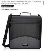Amazon Basic Durable Binder With Zipper. Study Storage Keep Document Organize