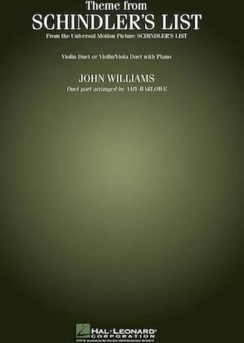 Theme from Schindler's List - for Violin Duet (or Violin and Viola) and Piano