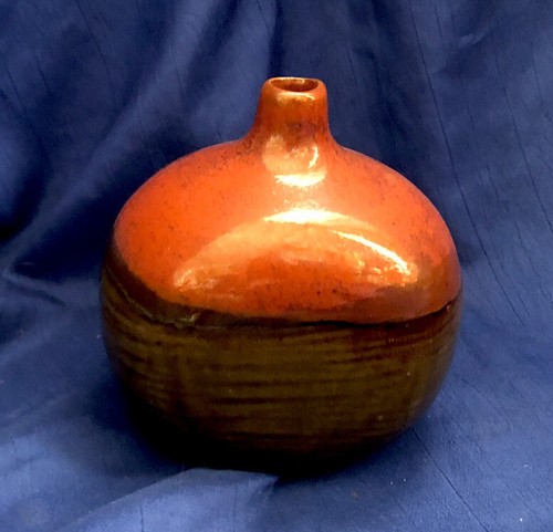 Takahashi San Francisco DRIP GLAZE VASE Small Neck Mouth Weed Pot Art Pottery