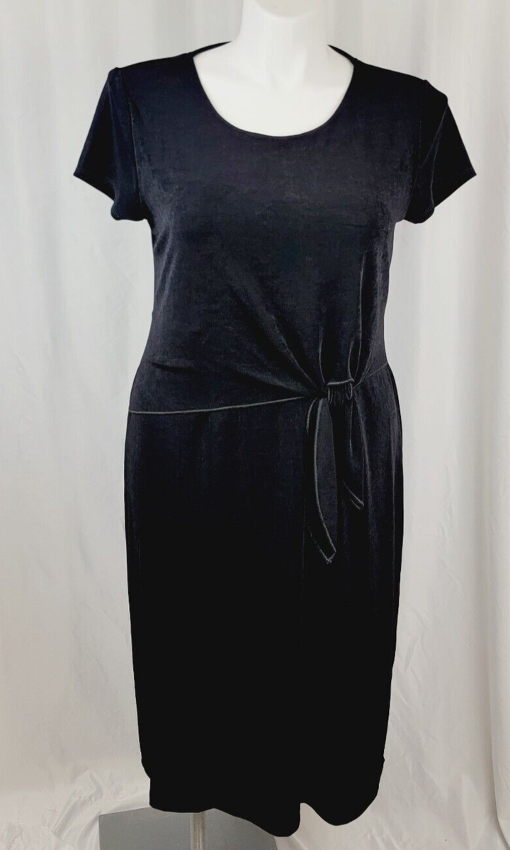 Chicos Travelers Womens Size 2 Solid Black Dress Knit Tie Front Midi Dress | eBay Chicos Travelers Womens Size 2 Solid Black Dress Knit Tie Front Midi Dress | eBay