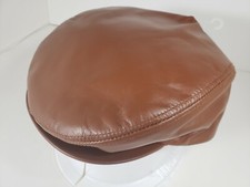 CAPAS BROWN LEATHER FLAT CAP MADE IN USA ( GOLF NEWSBOY DRIVER IVY CAP )