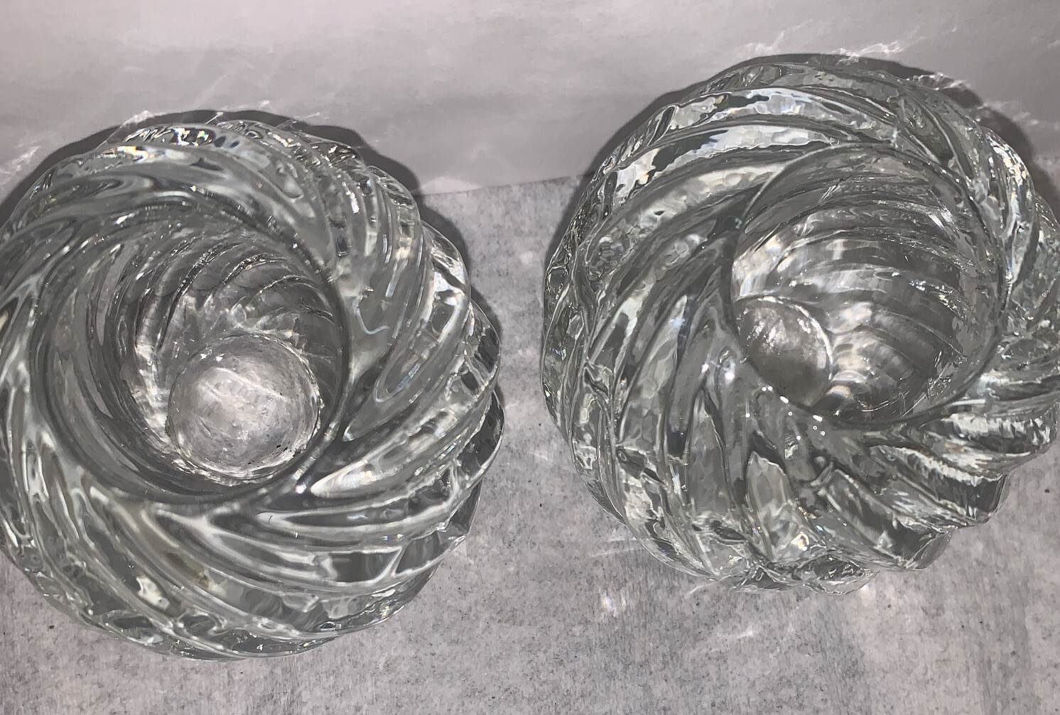 Set of 2 Glass Taper Candle Holders 