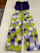 SPYDER FLEECE TOPPED FUN PRINT SNOWBOARD SNOW PANTS GIRLS SZ  3  4  EUC