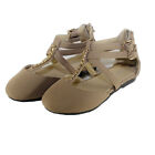 New Girls Flats Casual Ballet Ankle Strap Back Zipper Black,Taupe Dress Shoes