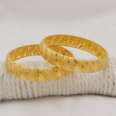 22k Gold Indian Gold Bangles 22ct Gold Plated Bracelet BANGLES Indian Set  Gold D-60mm
