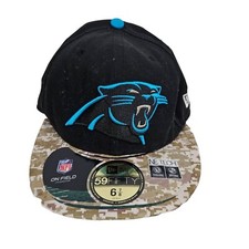 NFL Carolina Panthers Mens Sz 6 7/8 On Field New Era 59 Fifty Fitted Black Hat