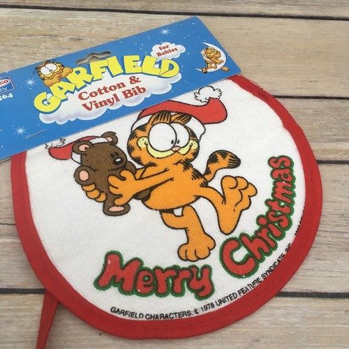 Vintage 1991 Remco Garfield Baby Lätzchen "Merry Christmas" Baumwolle und Vinyl - Bild 4 von 5