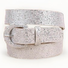 Srebrny cekinowy bling damski pasek - rozmiar 39,4" - NOWY!