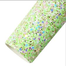 Green heart confetti glitter FAUX LEATHER HALF ROLL 12 x 24" 144863 Matted back