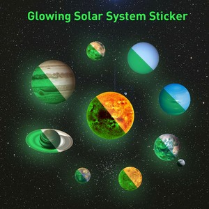 10pcs Glow In The Dark Round Planets Star Stickers Kids Ceiling
