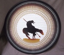 Native American Hand Etched Laguna Pottery End of Trail Plate by O Aragon P66