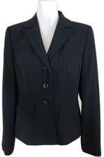 Liz Claiborne Suits Woman Size 8 Black Striped Fully Lined Blazer Jacket NWT.