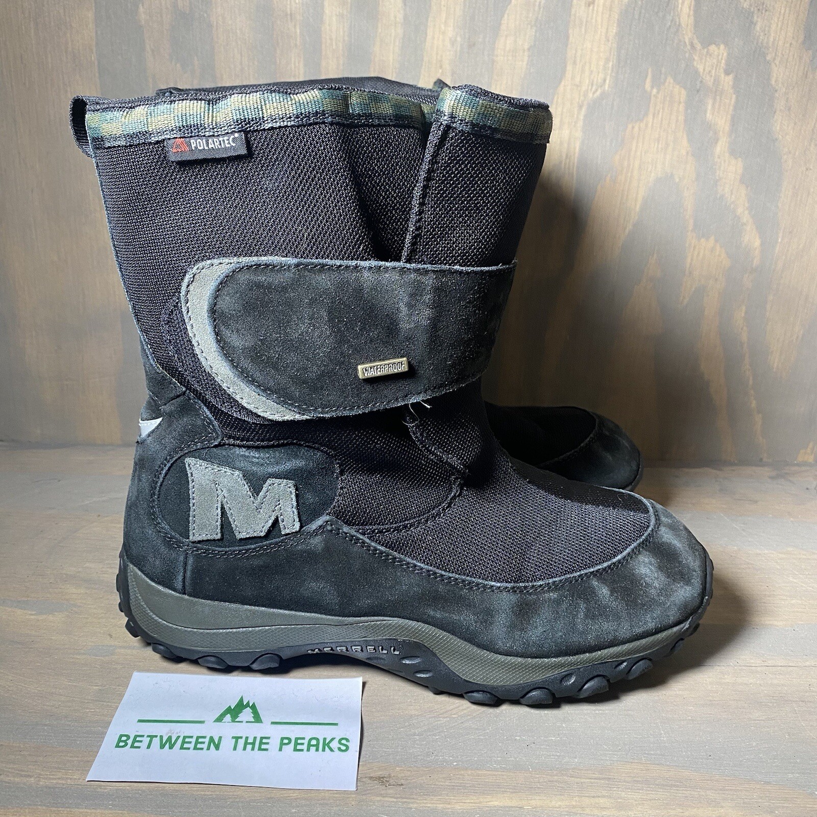 Stivali Merrell donna alti 5 5 neri scamosciati Polartec impermeabili gancio neve passante