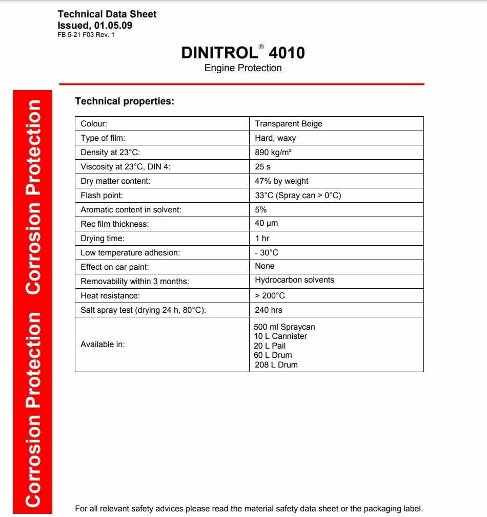 4010 Resistant Corrosion Inhibitor Transparent Beige (500ml Aerosol Spray Can)