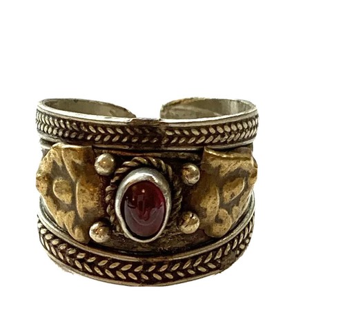 bague femme cuivre et métal lunette verre rose perle et tourbillon détail taille 7 1/2 R26