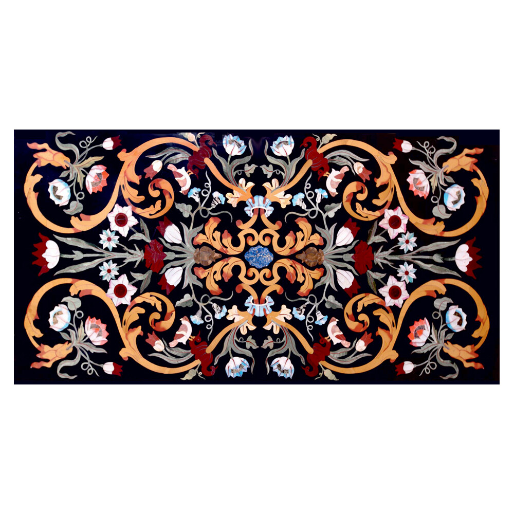 48-Inch Marble Inlaid Dining Table for Kitchen Living Room or Garden Decor