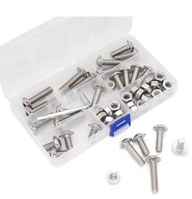 50pcs M8 Flanged Button Sokcet Cap Screws Assortment Kit with M8 Hex Nuts A2-...