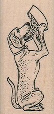 Lab Dog Dumping Food In Mouth 1 1/4 x 2 1/2" Rubber Stamp, Dog Stamp, Dog Lover