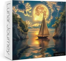 Beautiful Moon Sailboat Puzzles for Adults 1000 Pieces Nature, Colorful... 