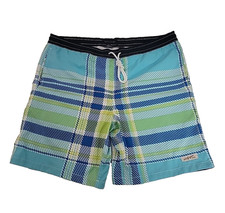 VTG Tommy Hilfiger Swim Trunks Men's Medium Blue Plaid Board Shorts Y2K Summer