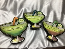 CLAY ART Margarita Glass Ceramic Dip Condiment Bowls Set of 3
