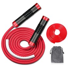 Redify Weighted Jump Rope for Workout Fitness(1LB), Tangle-Free Ball Red
