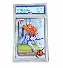 Dylan Beavers Signed 1st Bowman Paper Auto Baltimore Orioles BD-160 PSA 10