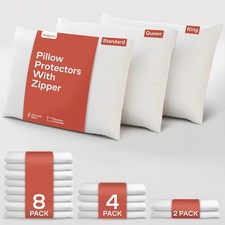 Niagara 2 Pack Queen Pillow Protectors with Zipper, Premium Queen, White
