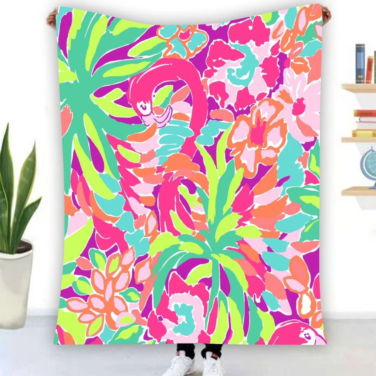 Lilly Pulitzer Pink Flamingo Fleece Blanket