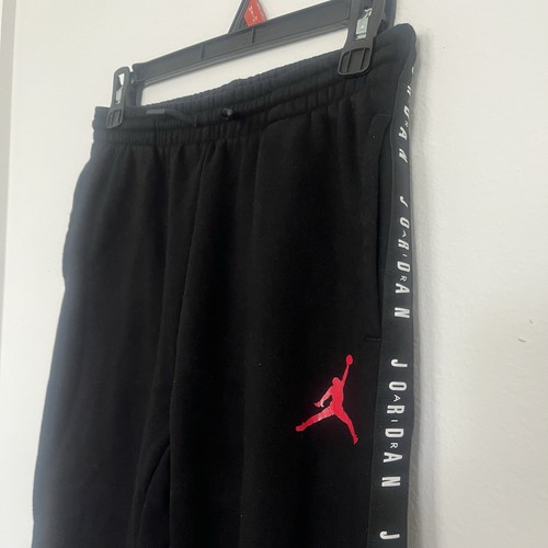 Air Jordan Boys Flight Sideline Fleece Joggers Black & Red Color Block Size Lg - Picture 3 of 10