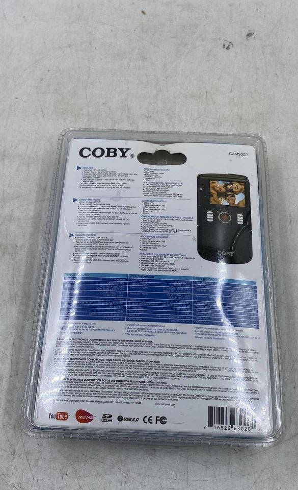 Coby Snapp CAM3002 Black 1.3 MP 4X Digital Zoom Pocket Camcorder In Box - Image 3 of 4