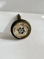 Antique Victorian Sulfide Glass Blue & Silver Star Picture Frame Hanging Nail