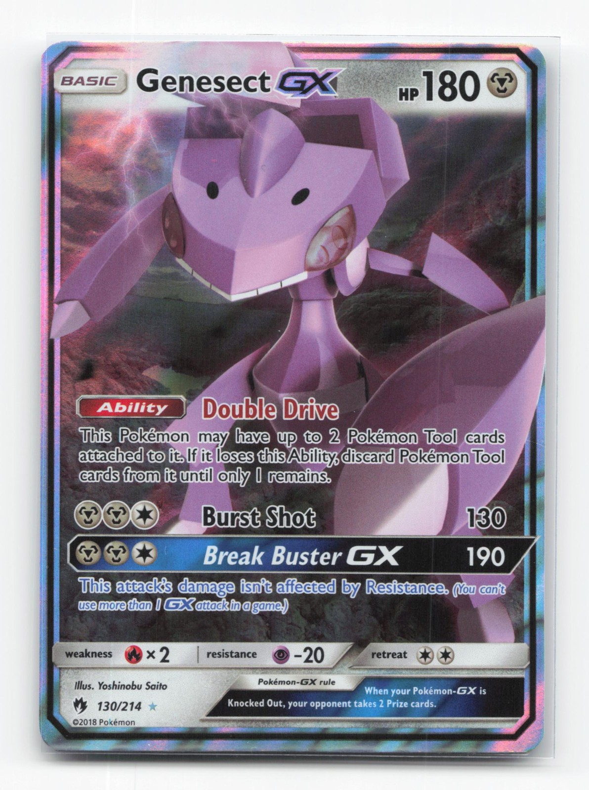 Pokemon TCG - Genesect GX 130/214 Near Mint Holo GX Rare Lost Thunder