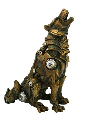 #ad Pacific Giftware Steampunk Howling Alpha Wolf in Rustic Collectible Figurine $29.99