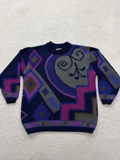 Vintage Esprit Sz S runs Large multicolor geometric knit sweater retro modern