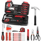 39-Piece Household Tool Set with Toolbox Storage Case - All 39-Piece, Red