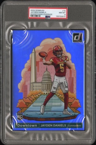 2024 PANINI DONRUSS DOWNTOWN! OVERSIZE #16 JAYDEN DANIELS ROOKIE RC PSA 8