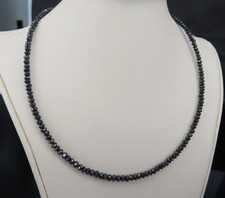 Estate 20.0ct Faceted Bead Cut Black Diamond 18K White Gold 16 Inch Necklace