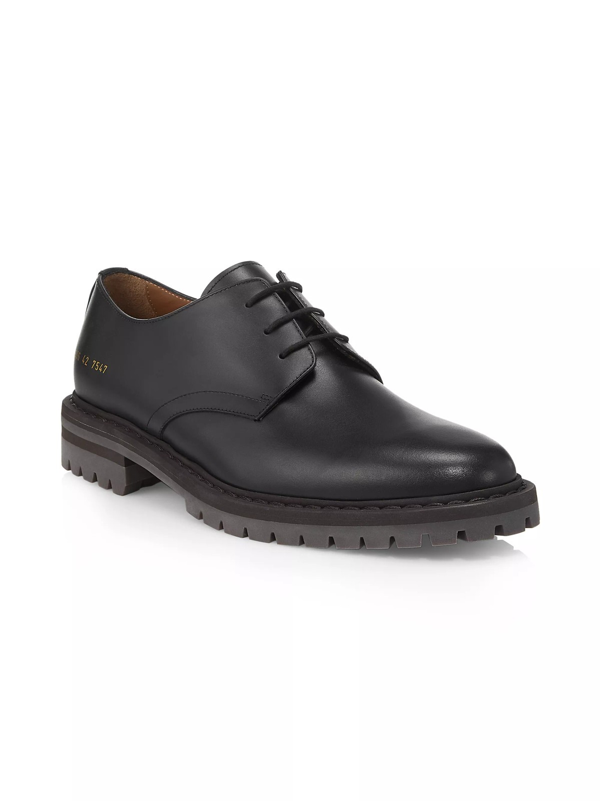 SAOLA Common Projects Uomo Ufficiale Pelle Nera Lug Suola Derby US 8 EU 41