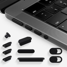 7PCS Dust Cover Port Plugs Accessories for 2025-2022 MacBook 10 Pack, Black