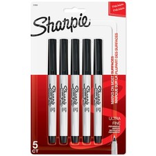 Permanent Markers, Ultra Fine Point, Black, 5 Count - Home, School, Office Su...