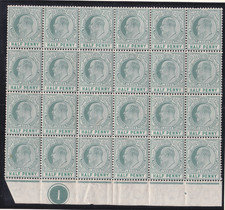 BRITISH LAGOS KEVII 1/2d MCA LARGE MNH BLOCK OF 24 SG 54 £456 for hinged single.