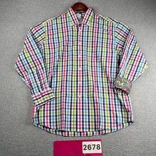 Alan Flusser Shirt Colorful Check Paisley Flip Cuff Button Up Long Sleeve L NEW